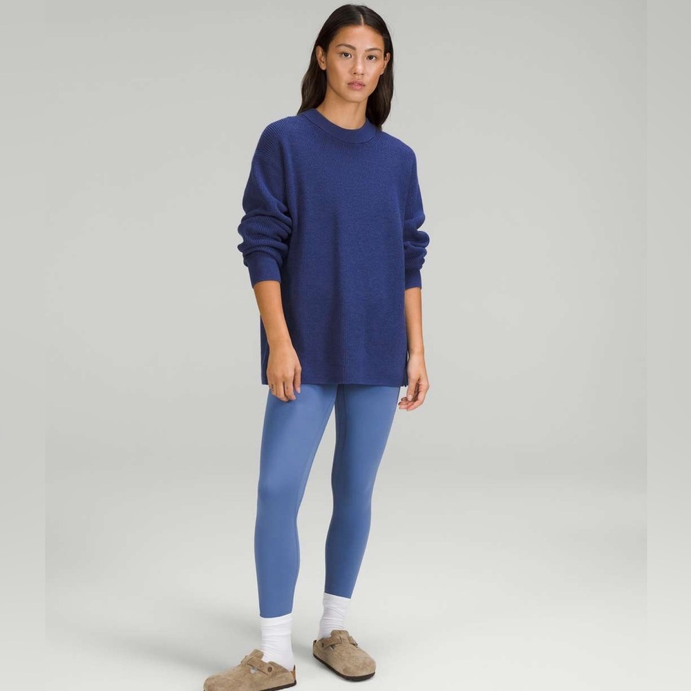 Lululemon Merino Wool-Blend Ribbed Crewneck Sweater Heathered Psychic Blue